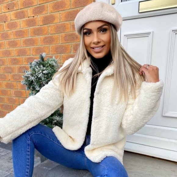 Long Sleeve Collared Teddy Bear Fur Jacket - Picture 11 of 12